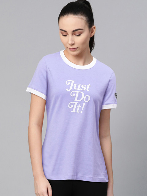 

Nike Women Blue & White Nsw Tee Ringer Retro Fem Standard Fit Printed T-Shirt