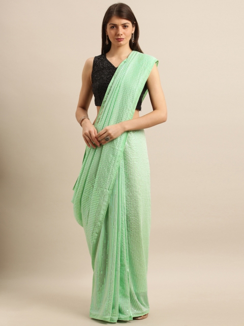 

Mitera Sea Green Embellished Poly Georgette Sequinned Saree