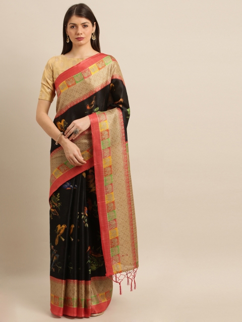 

KALINI Black & Red Art Silk Printed Mysore Silk Saree