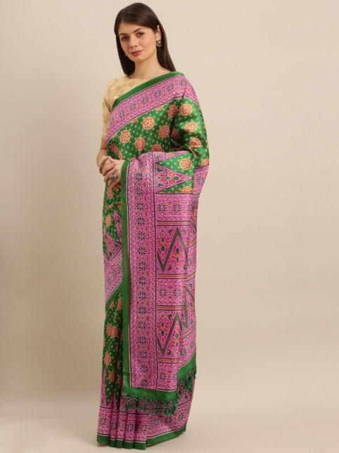 

KALINI Women Green & Pink Art Silk Printed Mysore Silk Saree
