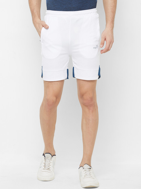 

FiTZ Men White Solid Regular Fit Sports Shorts