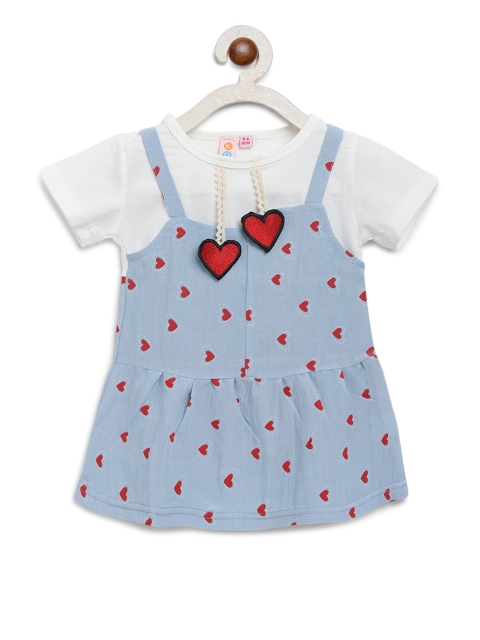 

Kids On Board Infant Girls Blue & White Printed A-Line Dress