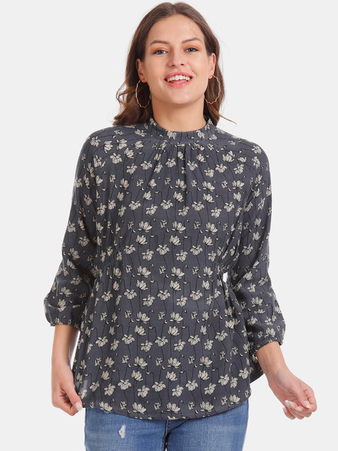 

Cherokee Women Grey Printed Top