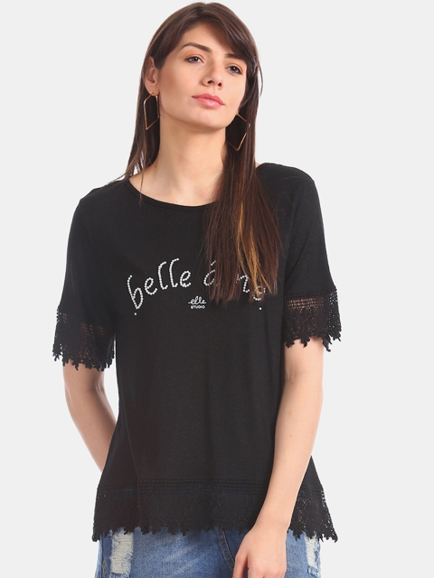 

Elle Women Black Printed Top