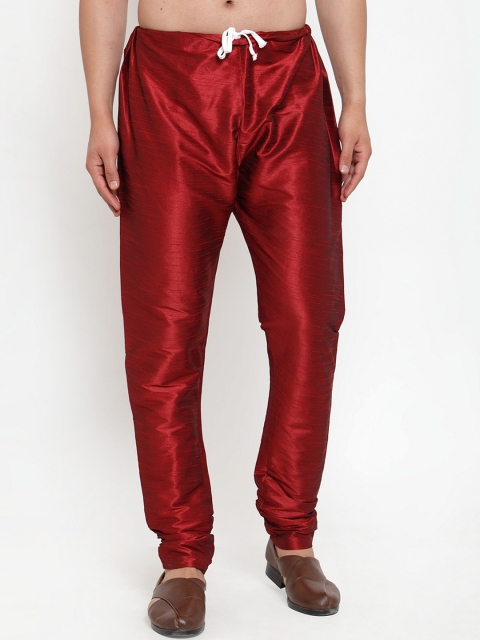 

Jompers Men Maroon Solid Silk Churidar Pyjama