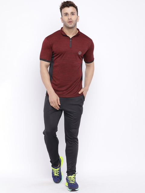 

Chkokko Men Maroon & Black Solid Tracksuit
