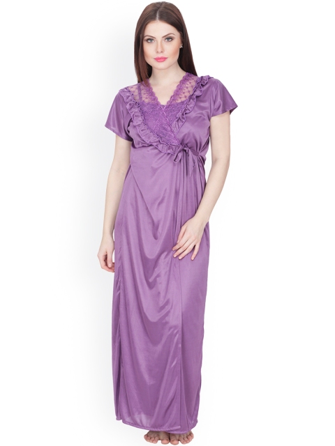 

Secret Wish Purple Maxi Nightdress with Robe HC-165