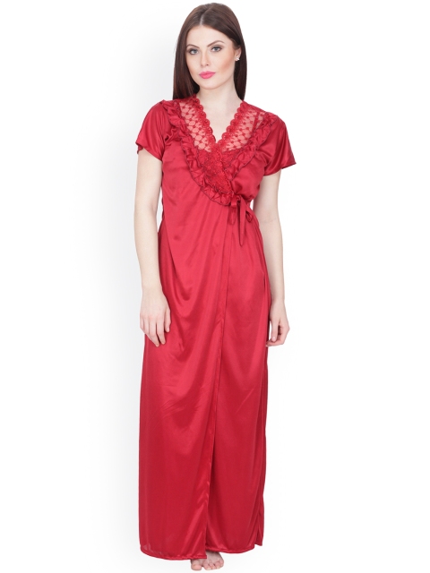 

Secret Wish Red Maxi Nightdress with Robe HC-167