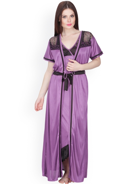 

Secret Wish Purple Maxi Nightdress with Robe HC-174
