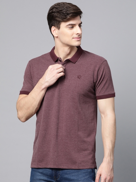 

ManQ CASUAL Men Maroon Solid Polo Collar T-shirt