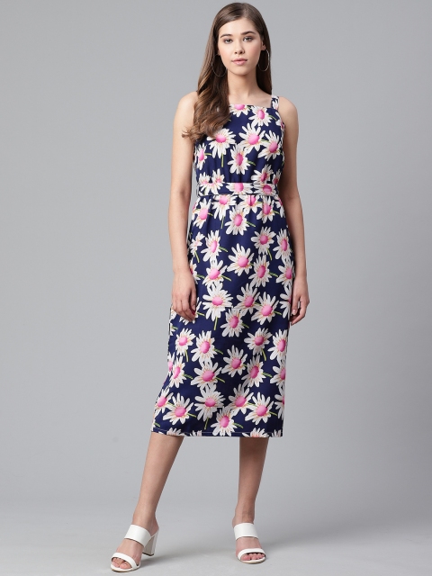 

SIRIKIT Women Navy Blue & White Floral Printed A-Line Dress