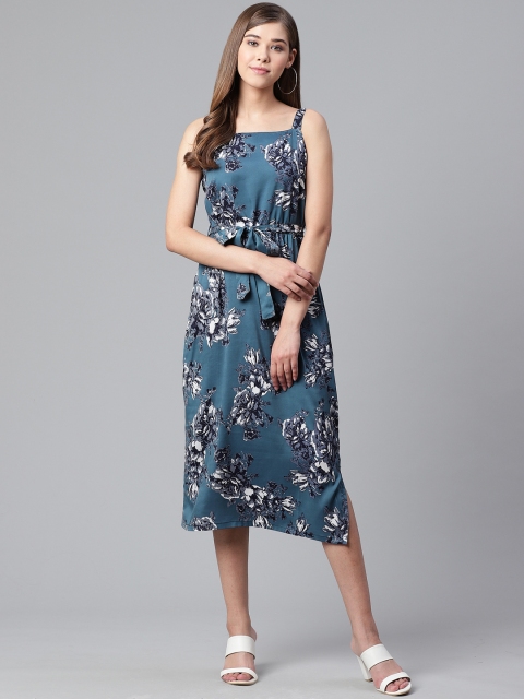 

SIRIKIT Women Teal Blue & Grey Printed A-Line Dress