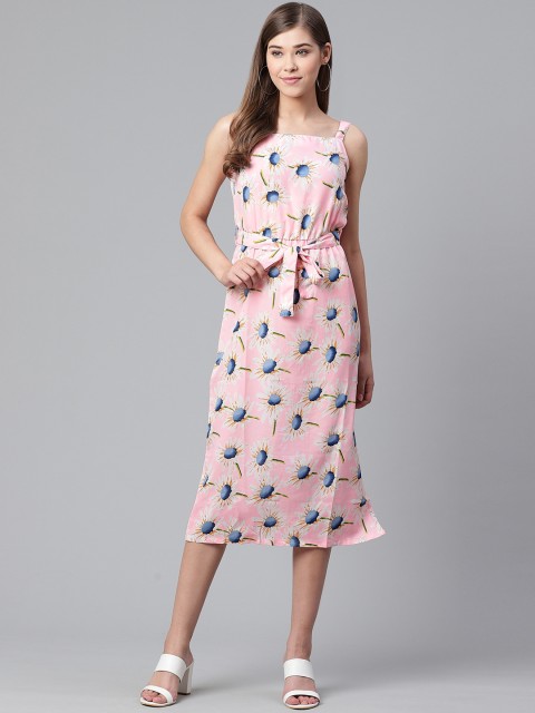 

SIRIKIT Women Pink & White Floral Printed A-Line Dress
