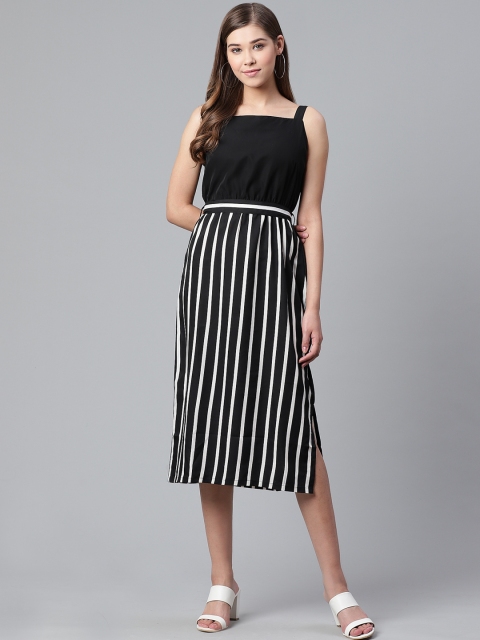 

SIRIKIT Women Black & White Striped A-Line Dress
