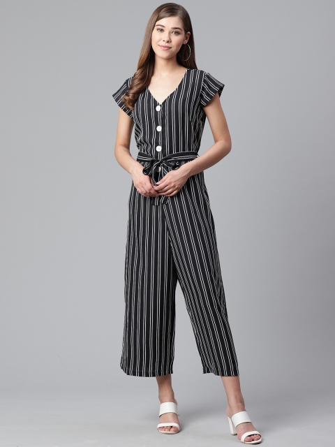 

SIRIKIT Women Black & White Striped Culotte Jumpsuit