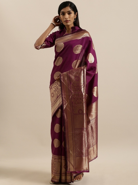

SHAVYA Burgundy & Gold-Coloured Pure Silk Woven Design Banarasi Saree