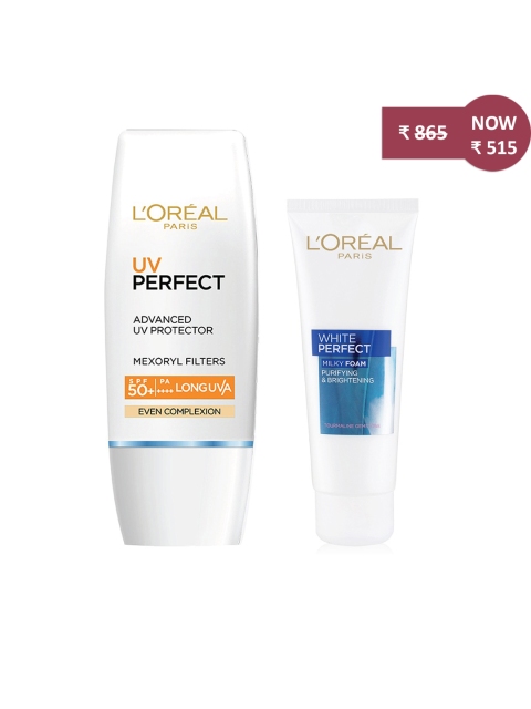 

LOreal Paris Unisex Set of UV Perfect Cream & White Perfect Milky Foam Face Wash