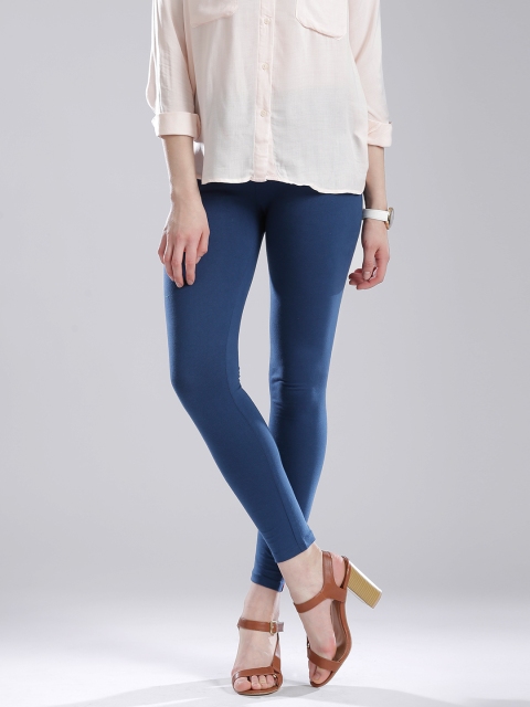 

W Navy Ankle-Length Leggings, Navy blue