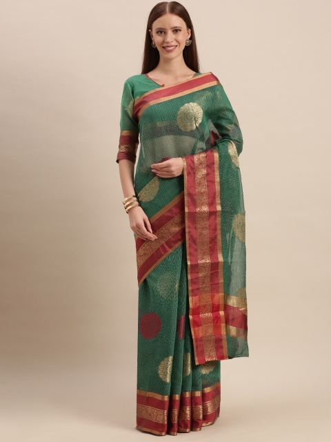 

Mitera Green Cotton Blend Woven Design Kota Saree