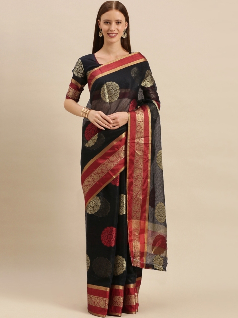 

Mitera Navy Blue & Maroon Cotton Blend Woven Design Kota Saree