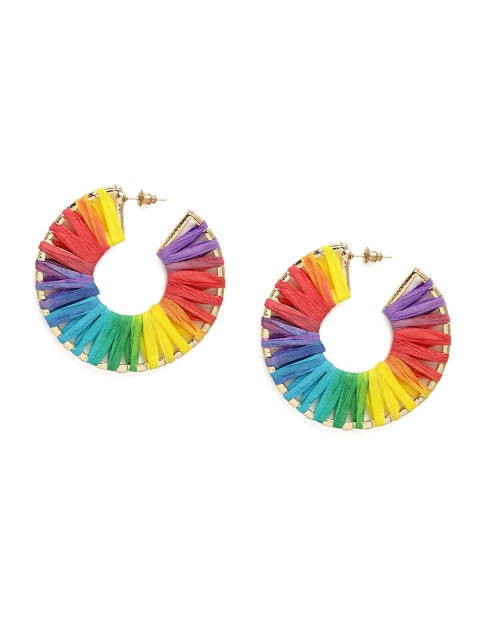 

ToniQ Multicoloured Circular Half Hoop Earrings, Multi