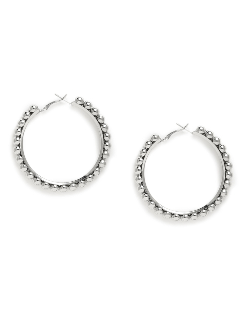 

ToniQ Silver-Toned Circular Hoop Earrings