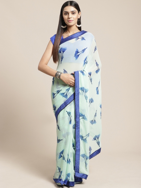 

Mitera Blue Floral Printed Saree