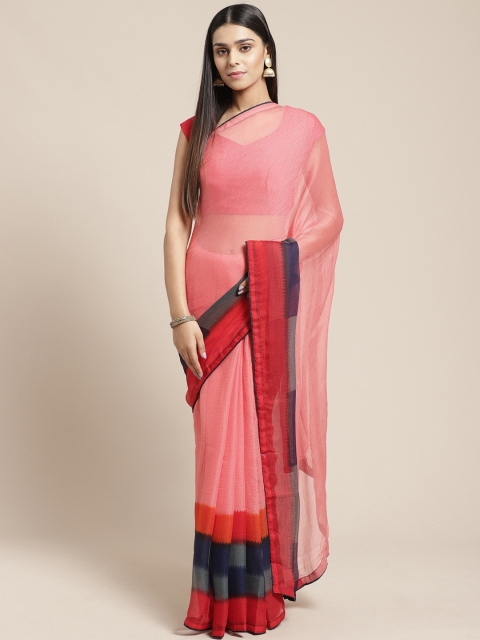 

Mitera Pink Solid Saree