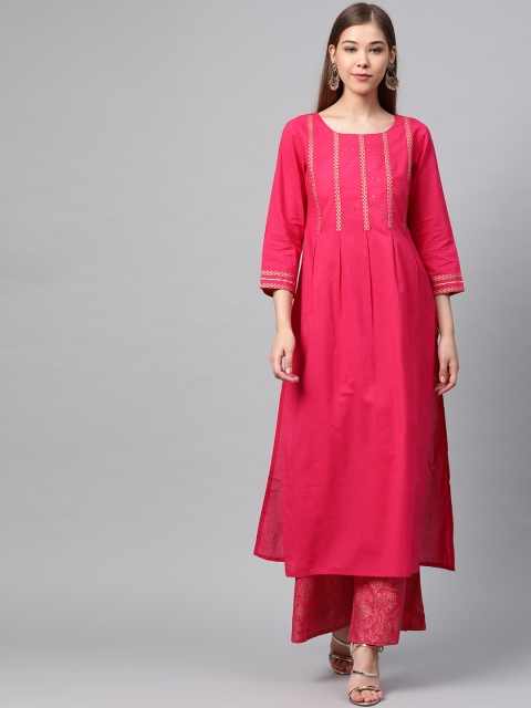 

Varanga Women Pink Yoke Design Kurta with Trousers