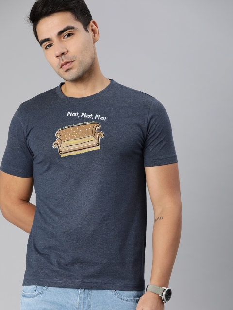 

FRIENDS by Huetrap Men Blue Printed Eco Round Neck Sustainable T-shirt