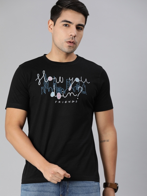 

FRIENDS by Huetrap Men Black Printed Eco Round Neck Sustainable T-shirt