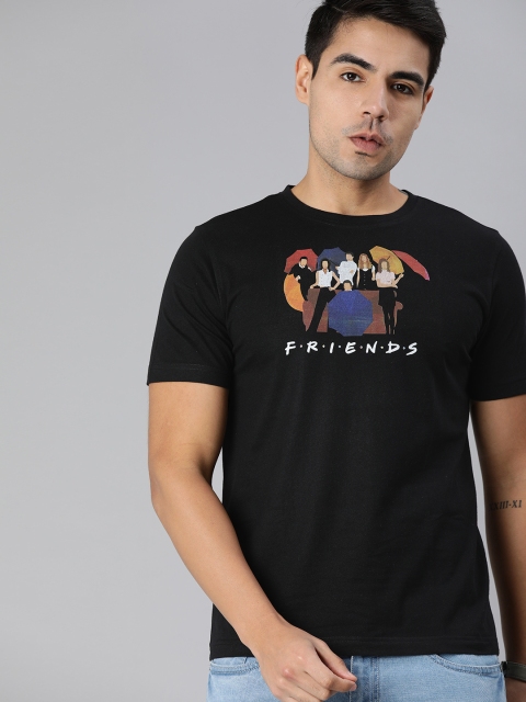 

FRIENDS by Huetrap Men Black Printed Eco Round Neck Sustainable T-shirt