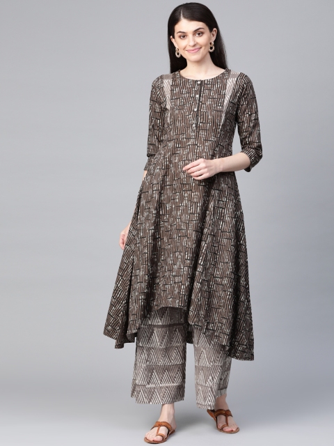 

Sangria Women Grey & Black Printed Kurta with Palazzos