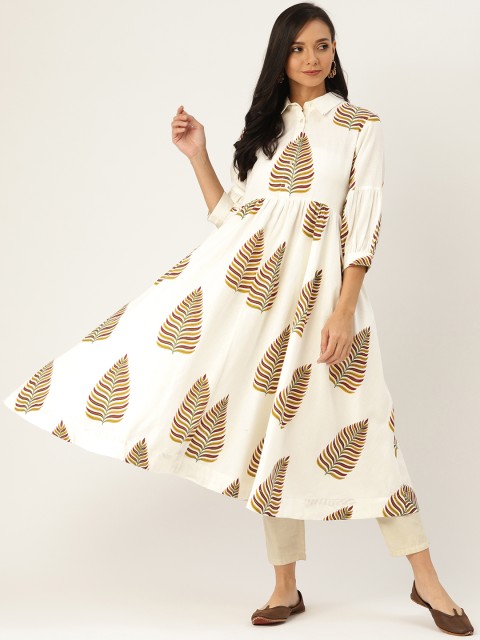 

Sangria Women Off-White and Red Printed Anarkali Kurta