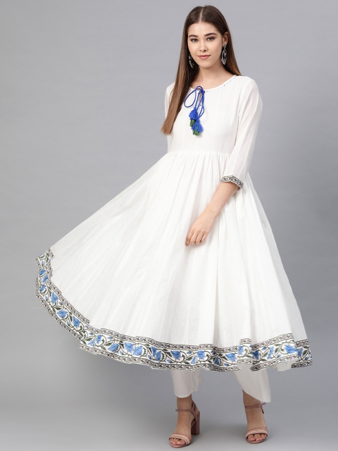 

Sangria Women White Thread Work Anarkali Kurta