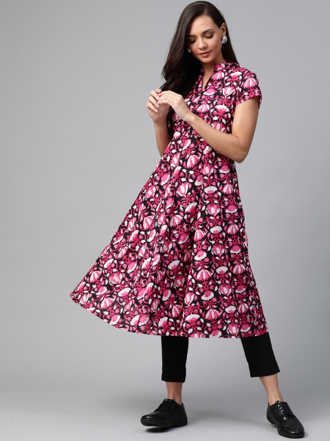 

Sangria Women Pink & White Printed A-Line Kurta