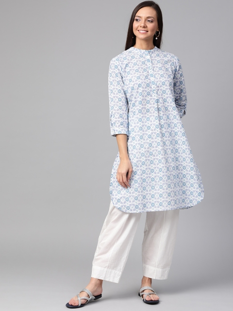 

Sangria Women Off-White & Navy Blue Indie Printed Pathani Kurta