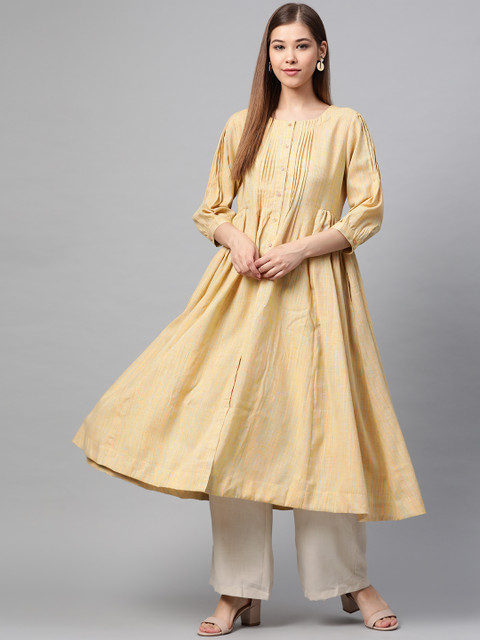 

Sangria Women Cream-Coloured Solid Anarkali Kurta