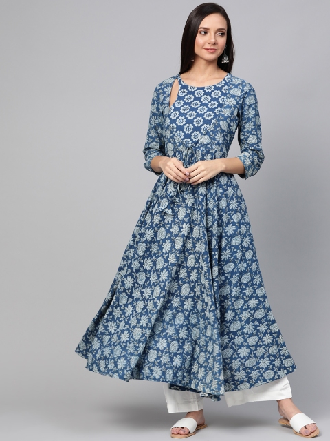 

Sangria Women Indigo Dyed Anarkali Sustainable Kurta, Blue