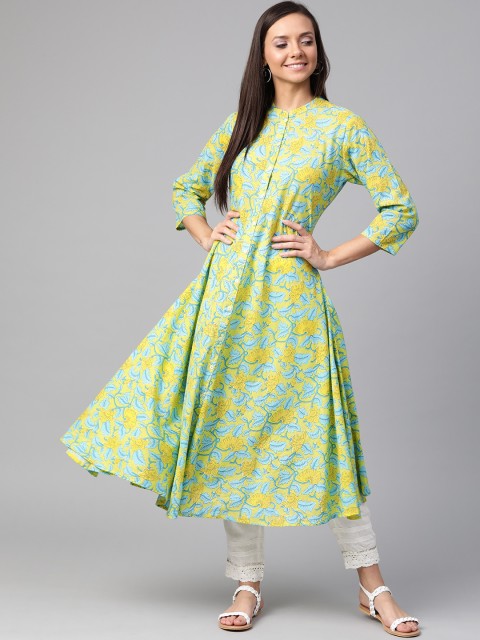 

Sangria Women Green & Yellow Floral Print Anarkali Kurta