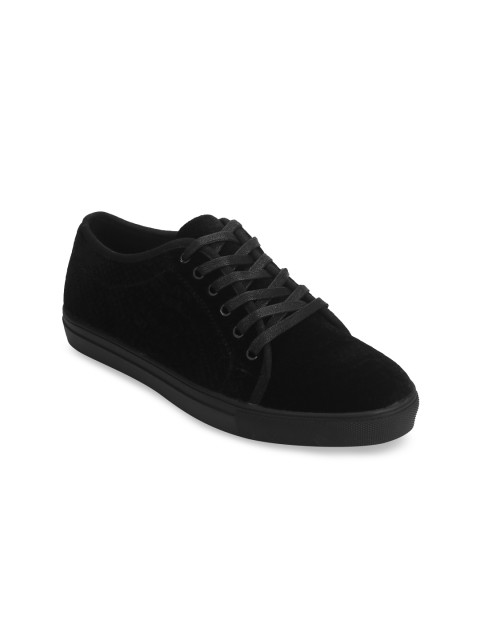 

Truffle Collection Men Black Solid Velvet Sneakers