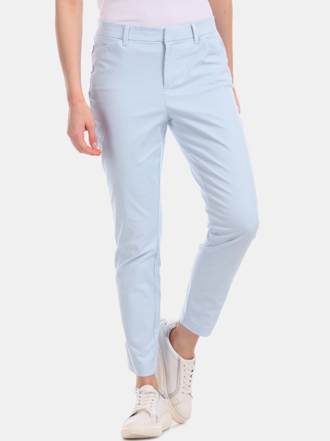 

Blue Women Skinny Fit Ankle Length Regular Trousers