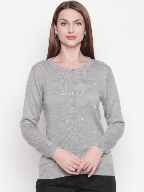 

RANGMANCH BY PANTALOONS Women Grey Embellished Cardigan