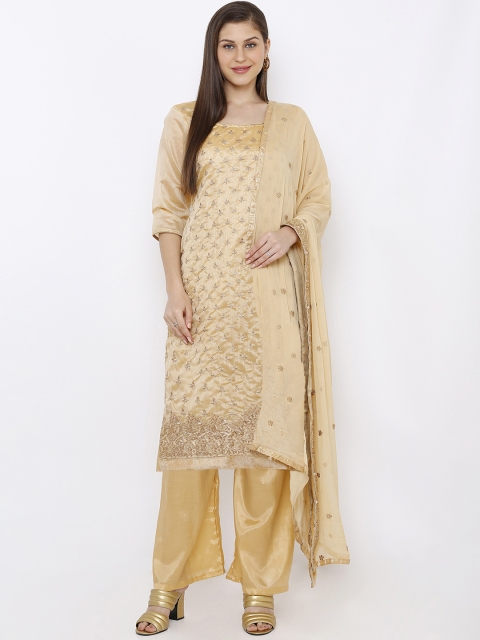 

SALWAR STUDIO Gold-Coloured Cotton Blend Unstitched Dress Material