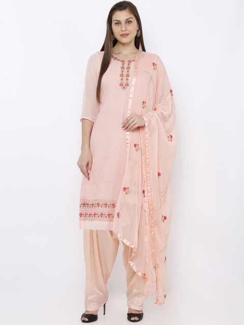 

SALWAR STUDIO Peach-Coloured Poly Georgette Unstitched Dress Material
