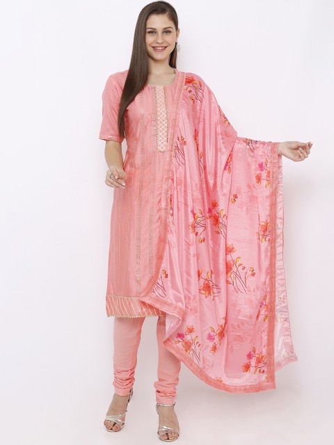 

SALWAR STUDIO Peach-Coloured Embroidered Unstitched Dress Material