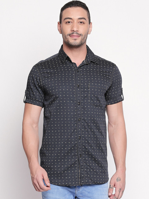 

Mufti Men Black & Beige Slim Fit Printed Casual Shirt