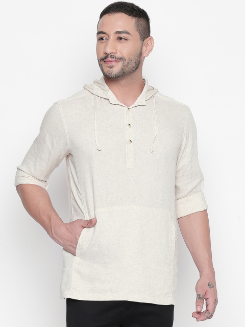 

Mufti Men Grey Slim Fit Solid Hooded Casual Shirt
