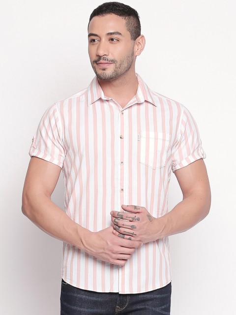 

Mufti Men White & Pink Slim Fit Striped Casual Shirt