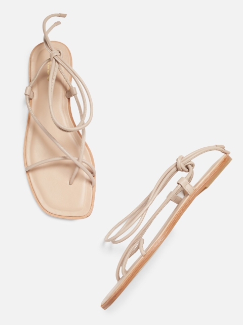 

ALDO Women Beige Solid Leather One Toe Flats
